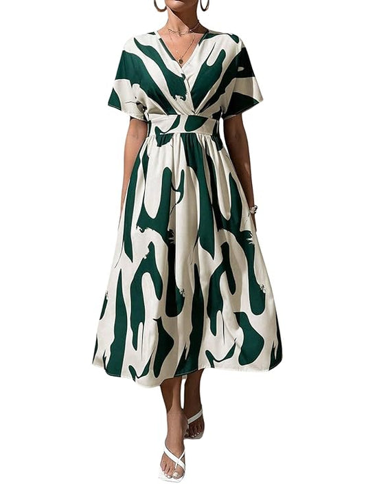 Leriya Fashion Printed Maxi Dress for Women – Trendy Long One Piece Summer Outfit | Lightweight Flared Dress for Casual & Holiday Wear