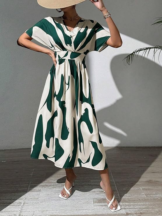 Leriya Fashion Printed Maxi Dress for Women – Trendy Long One Piece Summer Outfit | Lightweight Flared Dress for Casual & Holiday Wear