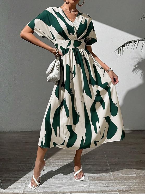 Leriya Fashion Printed Maxi Dress for Women – Trendy Long One Piece Summer Outfit | Lightweight Flared Dress for Casual & Holiday Wear